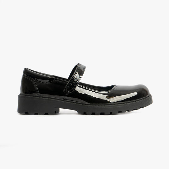 GEOX CASEY B Girls Patent Mary Jane School Shoes Black