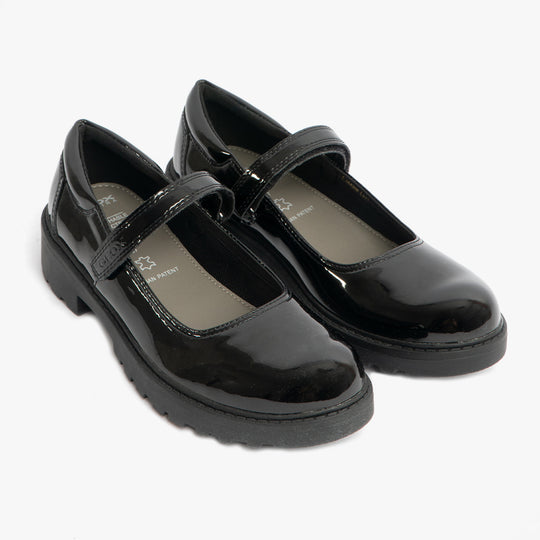 GEOX CASEY B Girls Patent Mary Jane School Shoes Black