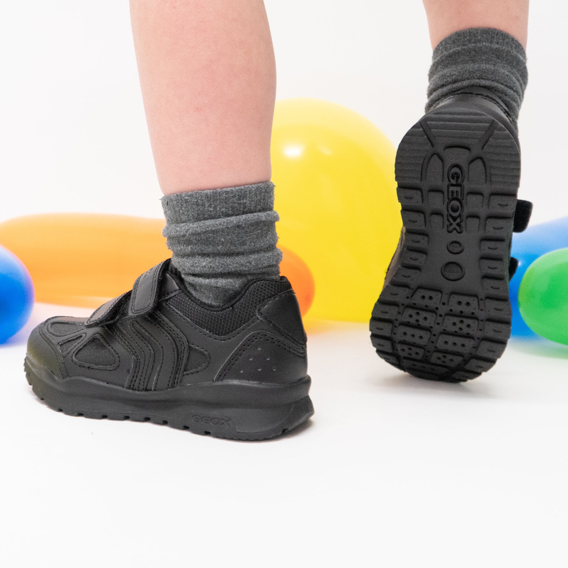 GEOX PAVEL B Boys Touch Fasten School Trainers Black