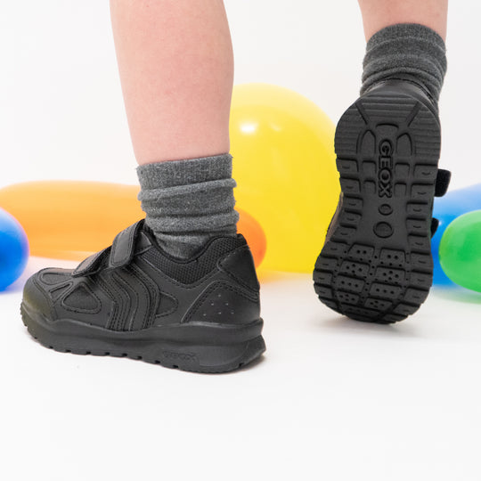 GEOX PAVEL B Boys Touch Fasten School Trainers Black