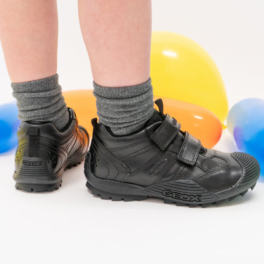 GEOX SAVAGE A Boys Leather School Shoes Black
