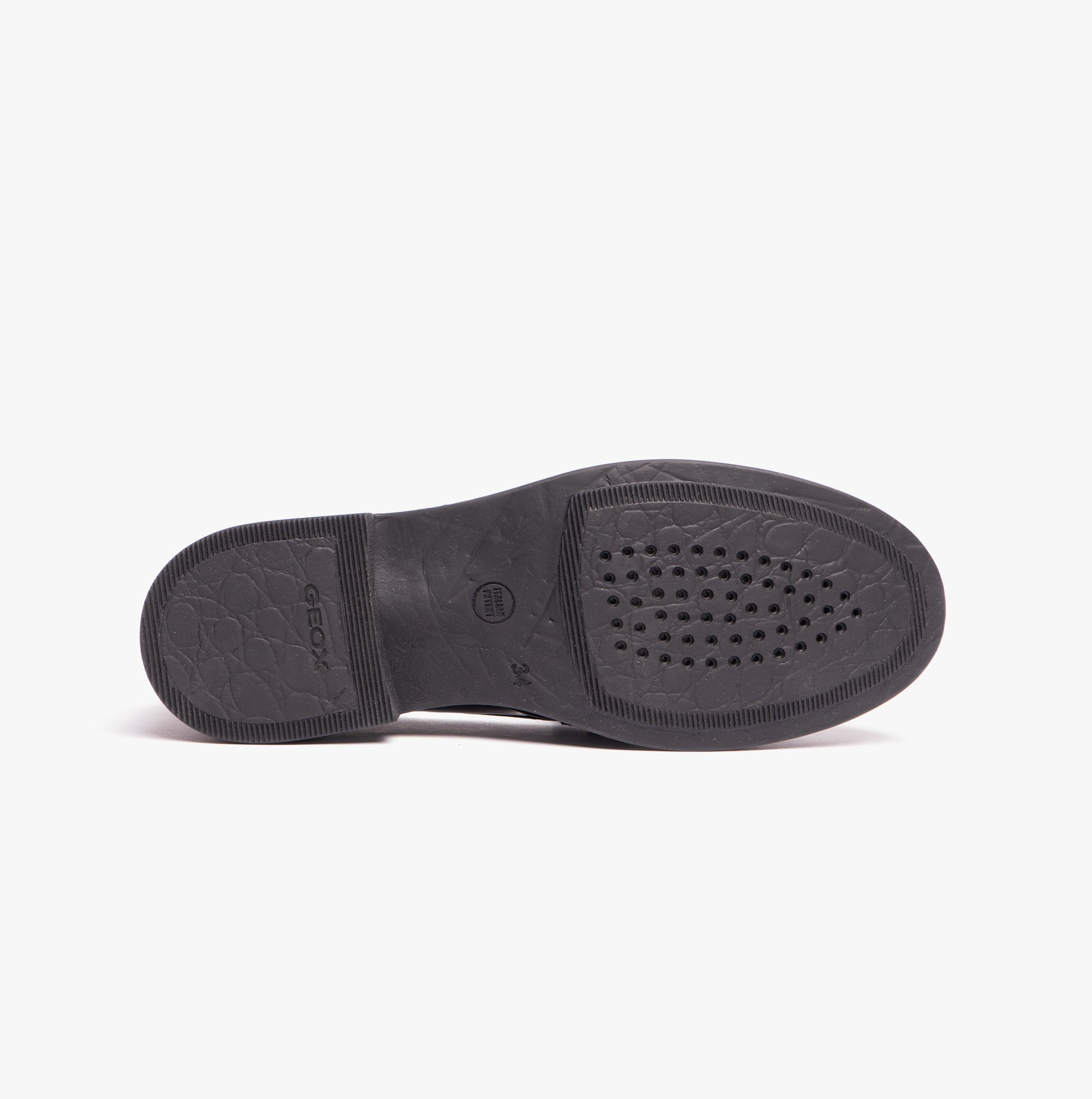 GEOX JR AGATA Girls Moccasin Tassel School Shoes Patent Black