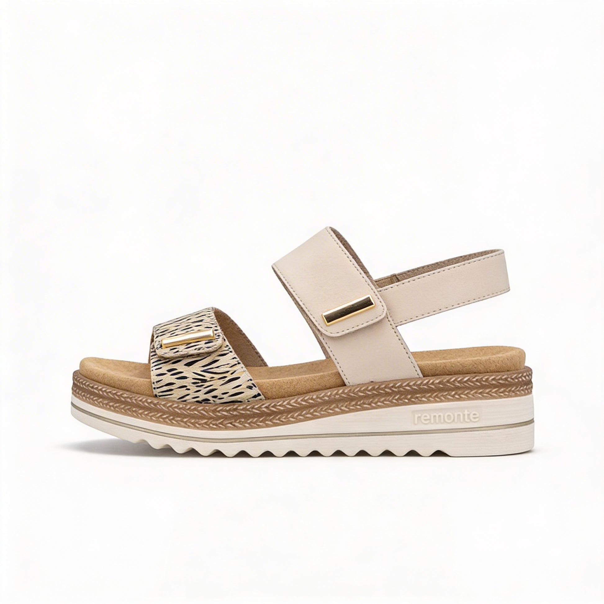 Remonte D0Q59 Womens Slingback Sandals Beige/Gold