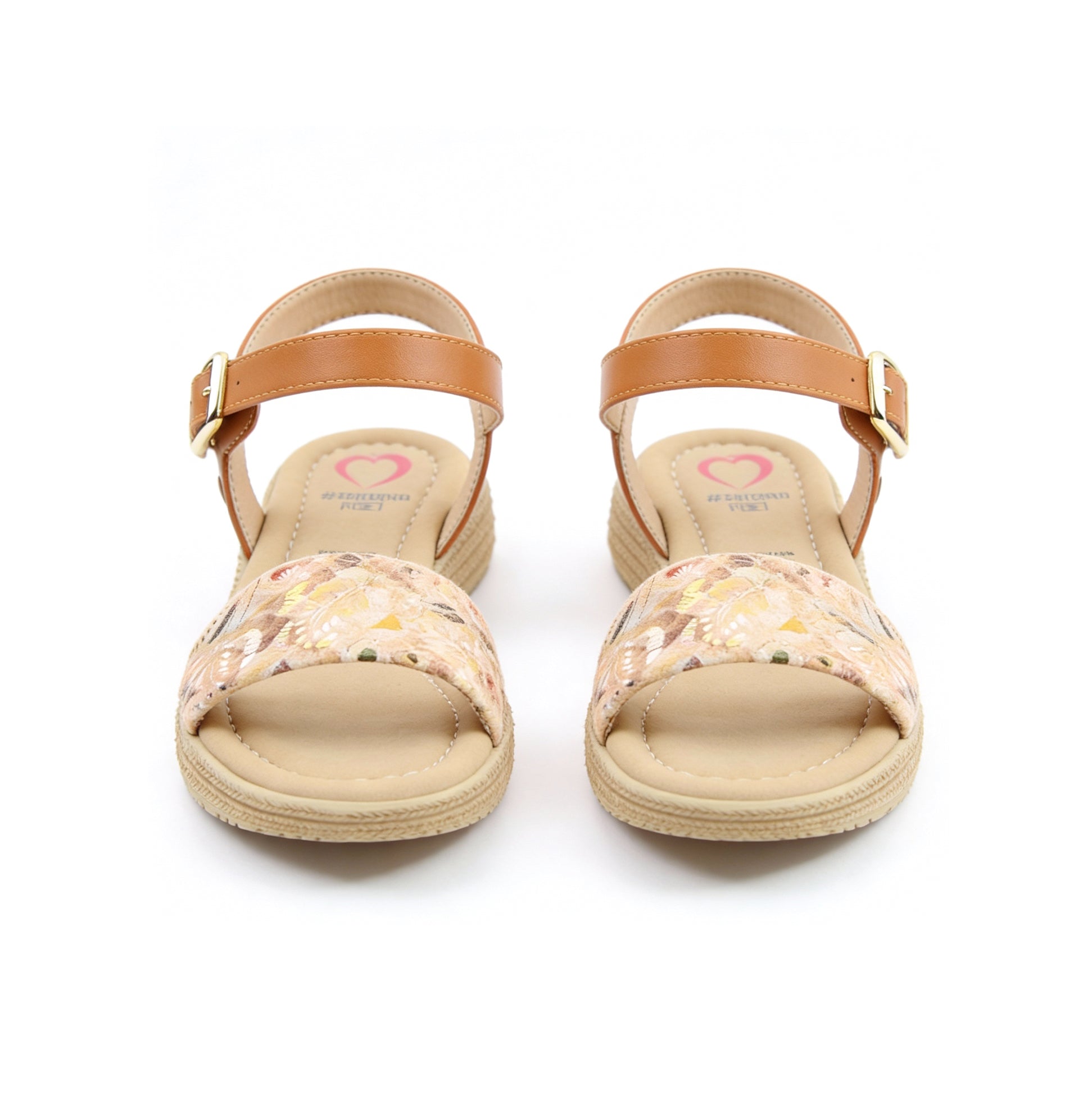 Heavenly Feet SARA Womens Platform  Sandals Tan/Gold Multi