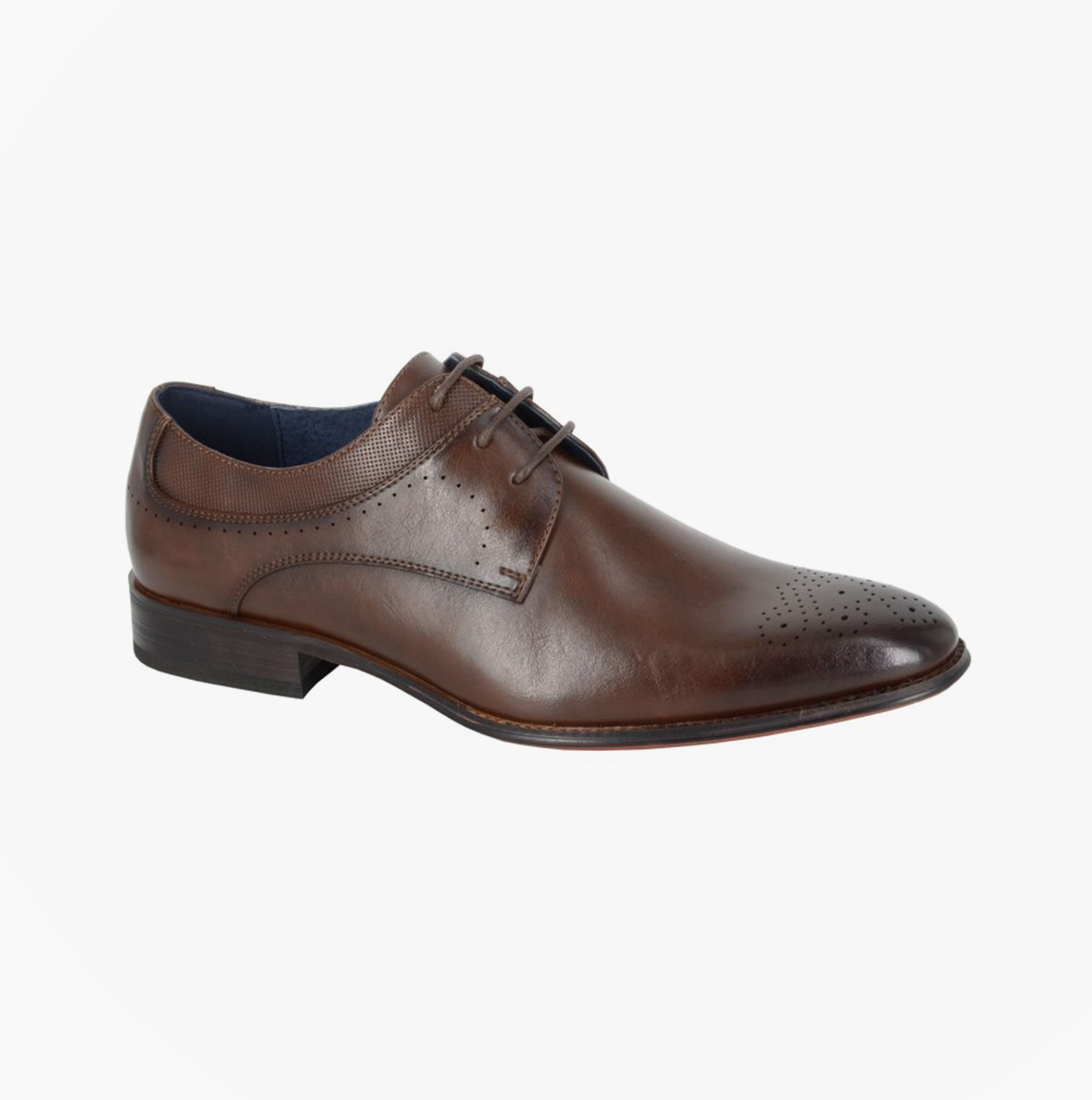 Goor M298DB Mens 3 Eye Brogue Shoes Dark Brown