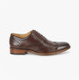 Goor M424DB Mens Shoes Dark Brown side view Oxford shoes with almond toe and lace-up fastening.
