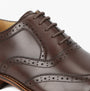 Goor M424DB Mens Shoes Dark Brown detail view showcasing lace-up closure and almond toe design.
