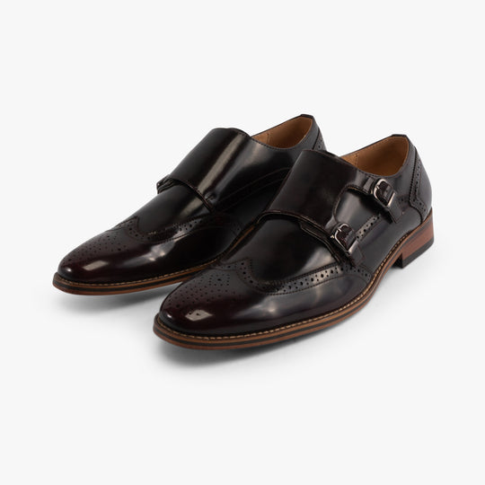Goor JOSEPH Mens Brogue Monk Shoes Oxblood