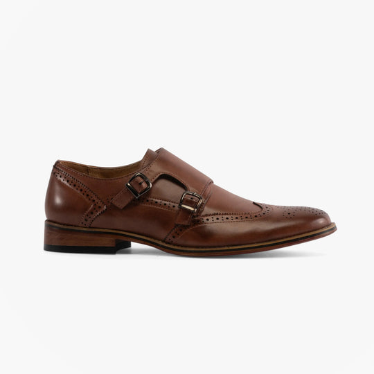 Goor JOSEPH Mens Brogue Monk Shoes Brown