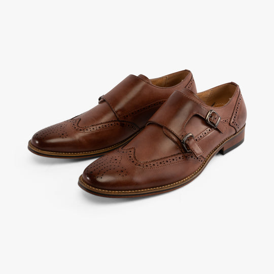 Goor JOSEPH Mens Brogue Monk Shoes Brown