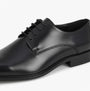 Goor M760A Mens Shoes Black side view showing lace-up closure and smooth PU upper.