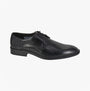 Goor M760A Mens Shoes Black side view showing lace-up Derby shoe design and low top heel.