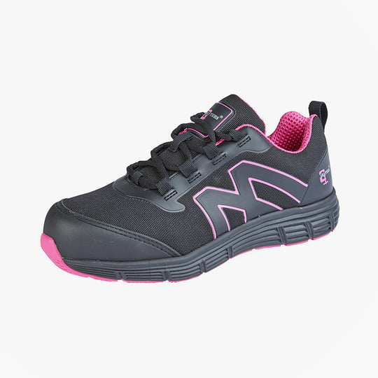 Grafters L383A Womens Lightweight Steel Toe Safety Trainers Black/Hot Pink