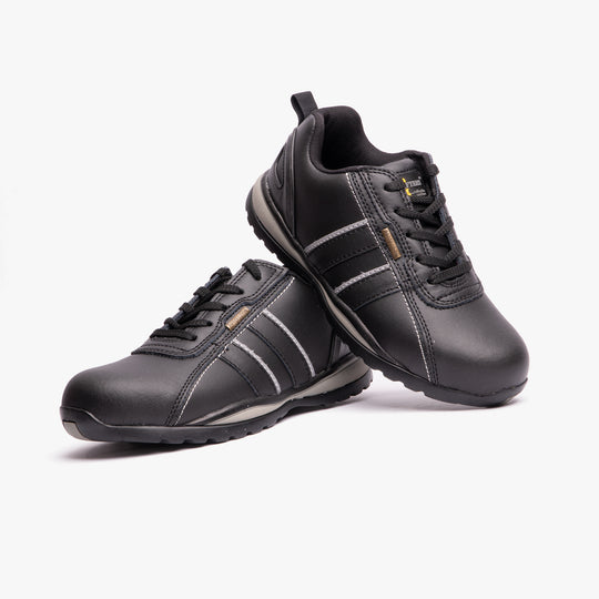 Grafters M090A Unisex Leather Steel Toe Safety Trainers Black/Grey