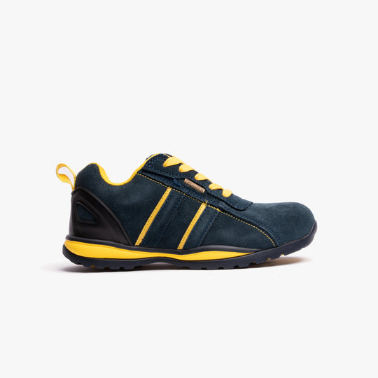 Grafters M090CS Unisex Suede Steel Toe Safety Trainers Navy/Yellow