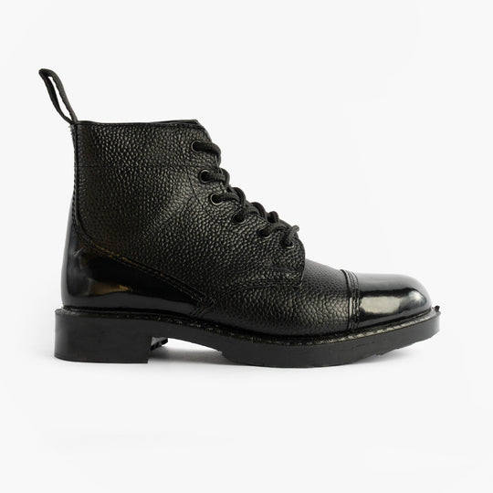 Grafters M166A Unisex Leather Cadet Combat Boots Black