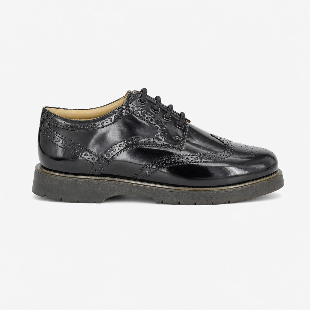 Grafters M282A Mens 4 Eye Wing Cap Brogue Shoes Black