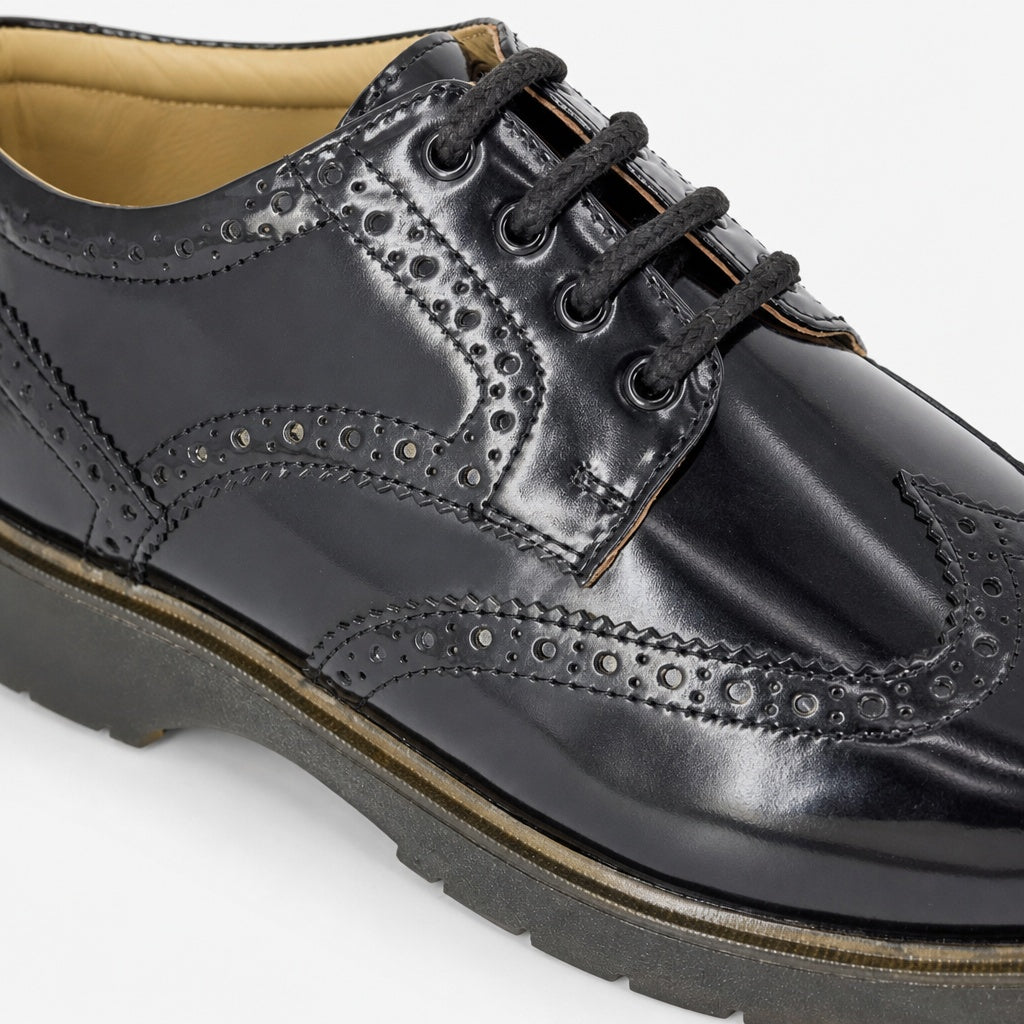 Grafters M282A Mens 4 Eye Wing Cap Brogue Shoes Black