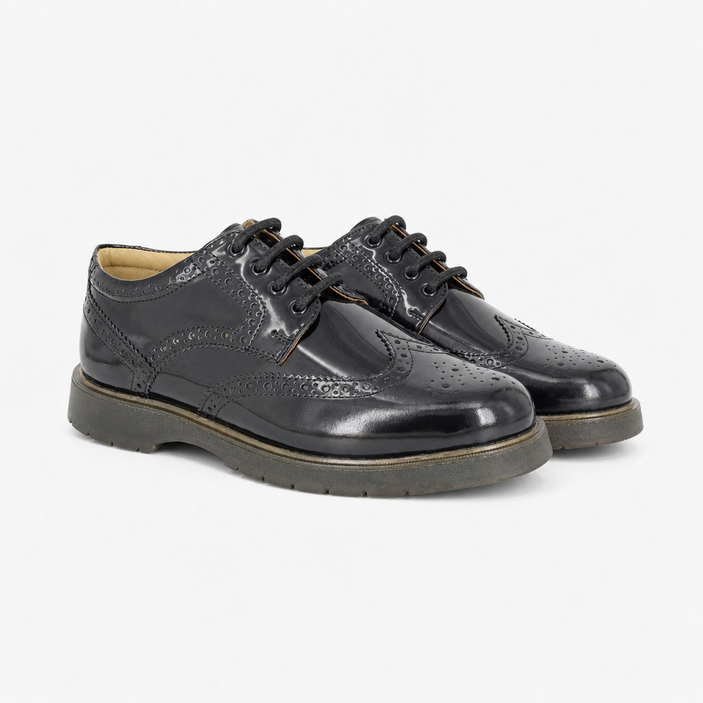 Grafters M282A Mens 4 Eye Wing Cap Brogue Shoes Black