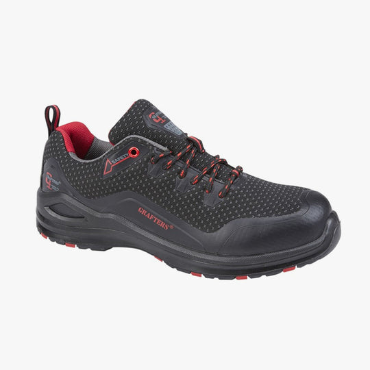 Grafters M320A Mens Composite Toe ESD Safety Trainers Black/Red