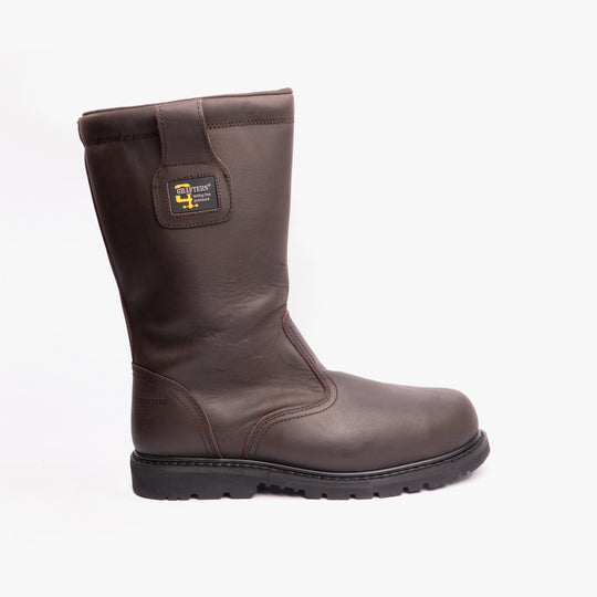 Grafters KNOX Mens Crazy Horse Leather Rigger Safety Boots Brown