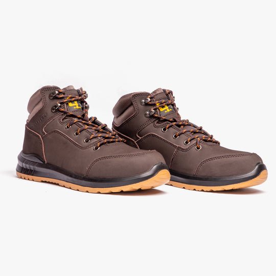 Grafters M513B Unisex Nubuck Safety Boots Brown