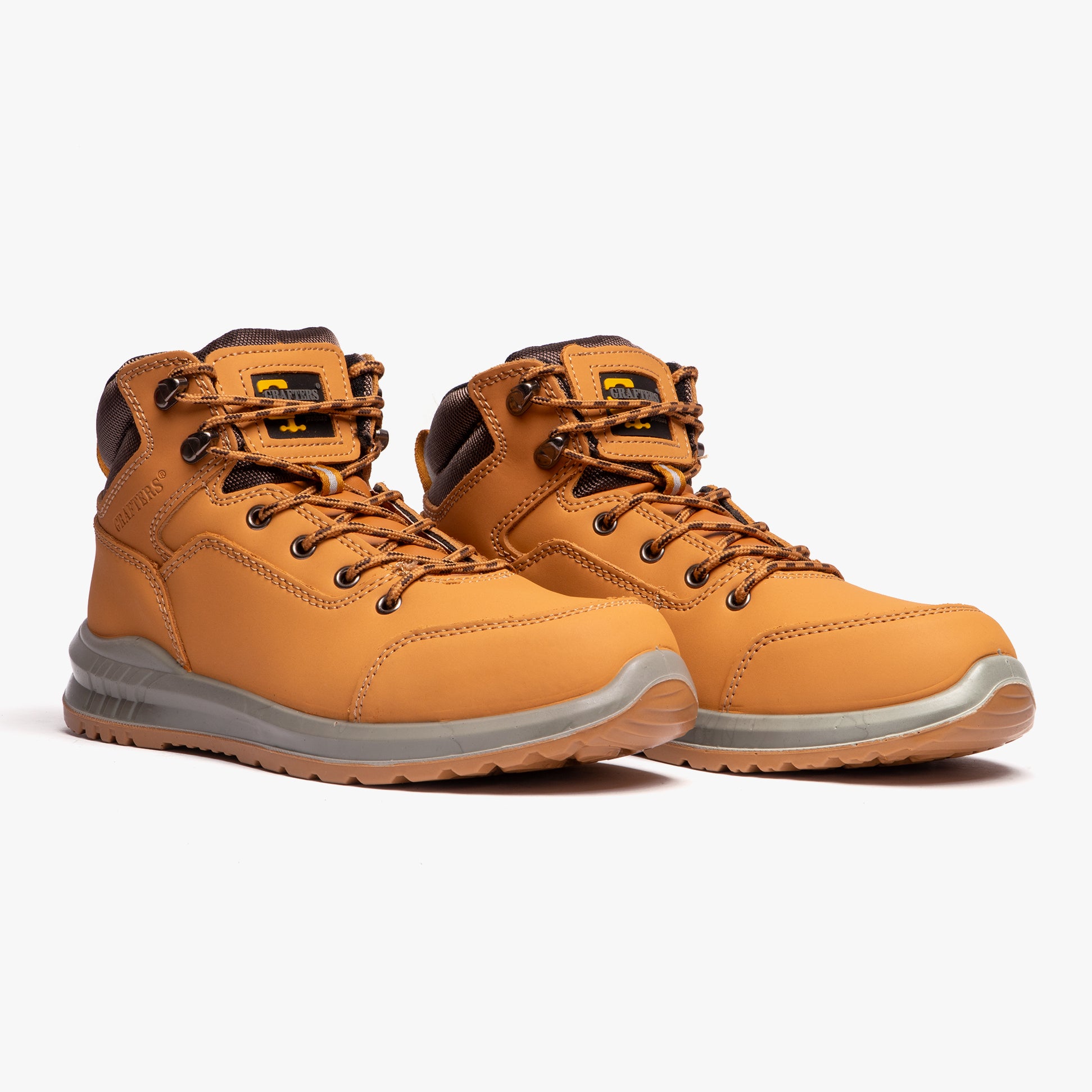 Grafters M513N Unisex Nubuck Steel Toe Boots Honey