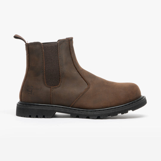 Grafters M539B Unisex Crazy Horse Leather Chelsea Safety Boots Brown
