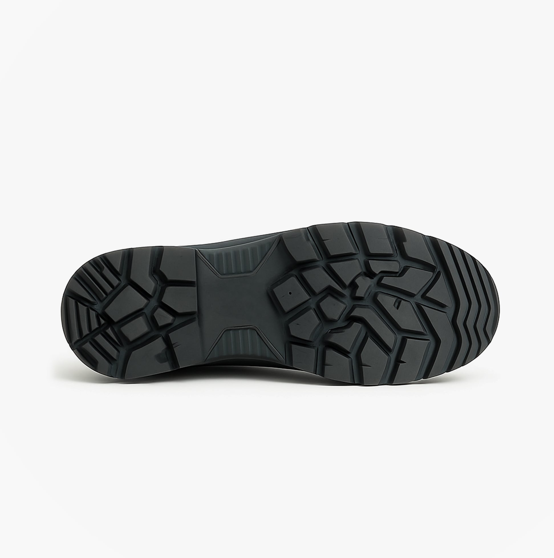 Grafters M560A Mens Safety Boots Black sole view showing traction design and durable rubber material.