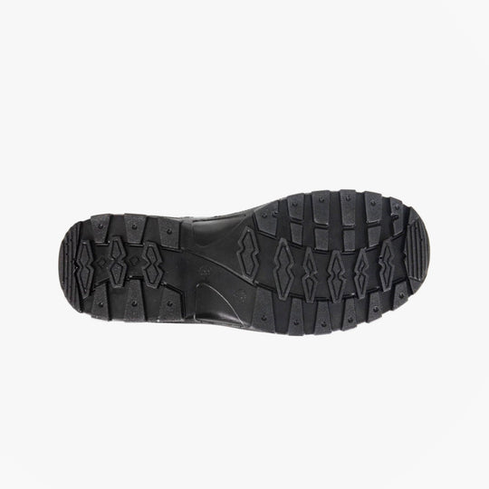 Grafters M752A DMZ6 Mens 6 Inch Safety Boots Black sole view featuring grip patterns for traction.