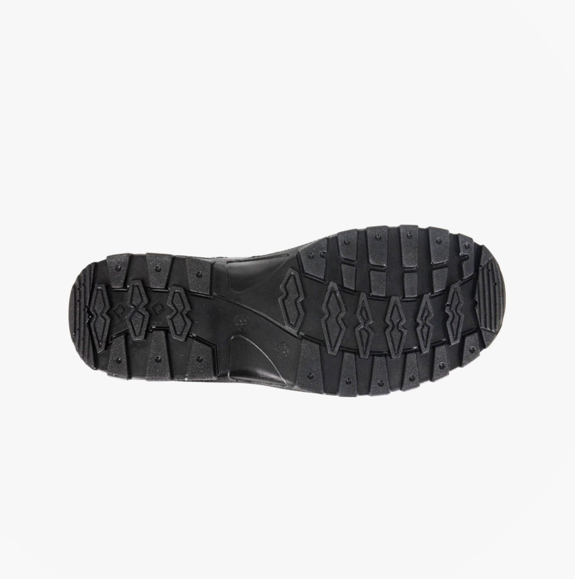 Grafters M752A DMZ6 Mens 6 Inch Safety Boots Black sole view featuring grip patterns for traction.