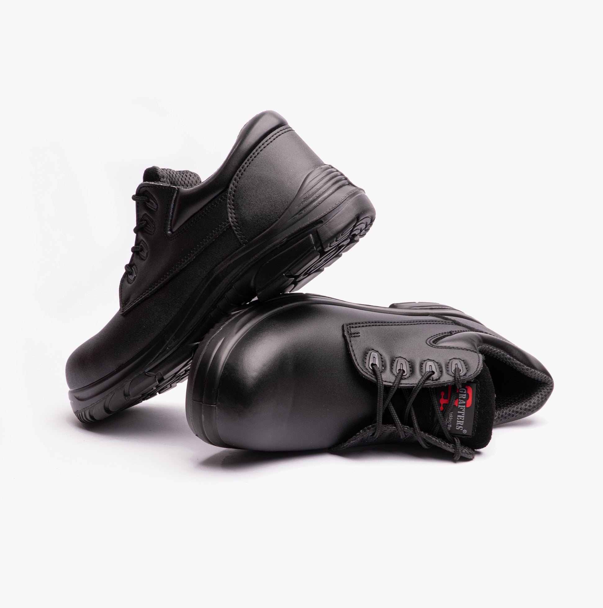 Grafters M9504A Mens Leather Super Wide Safety Shoes Black
