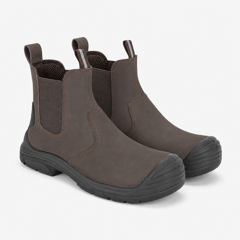 Grafters COLIN Mens Super Wide Dealer Safety Boots Brown