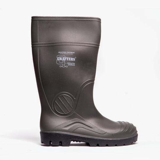 Grafters APEX Mens PVC Safety Wellingtons Green