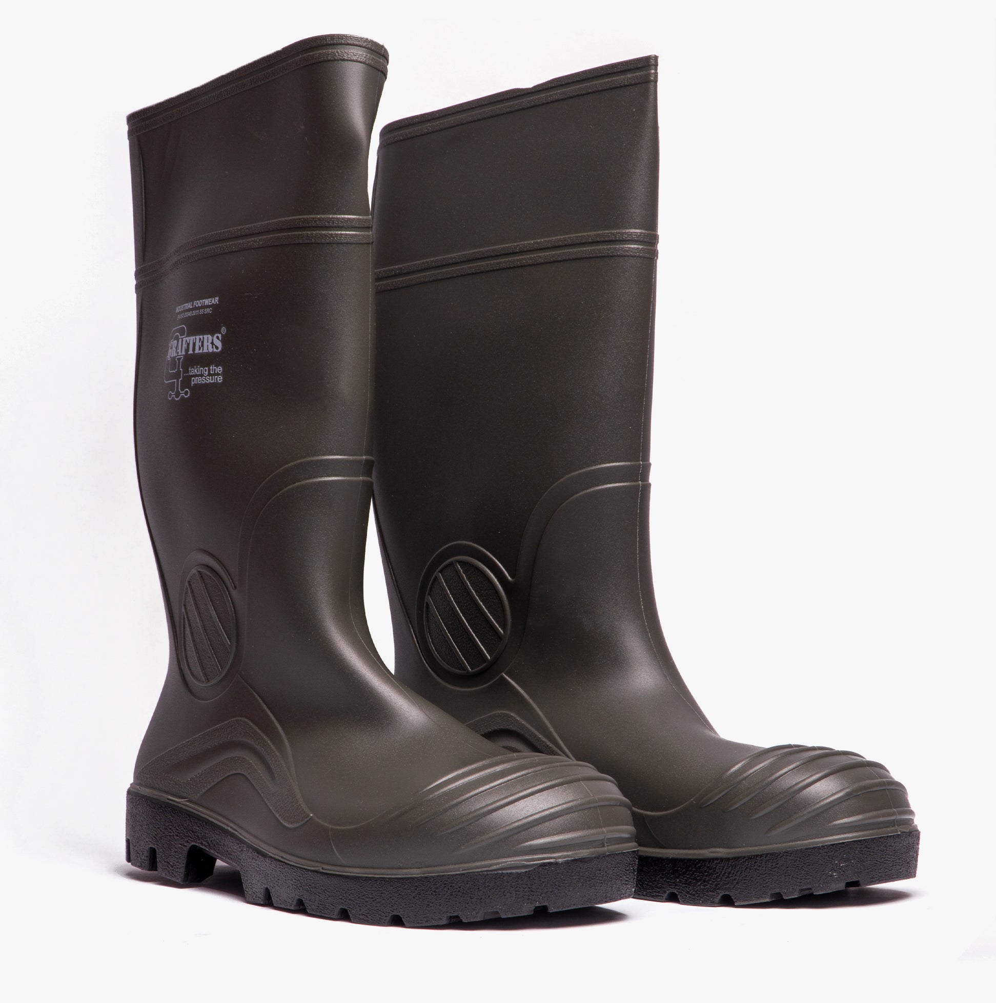 Grafters W408E Mens Wellington Safety Boots Green