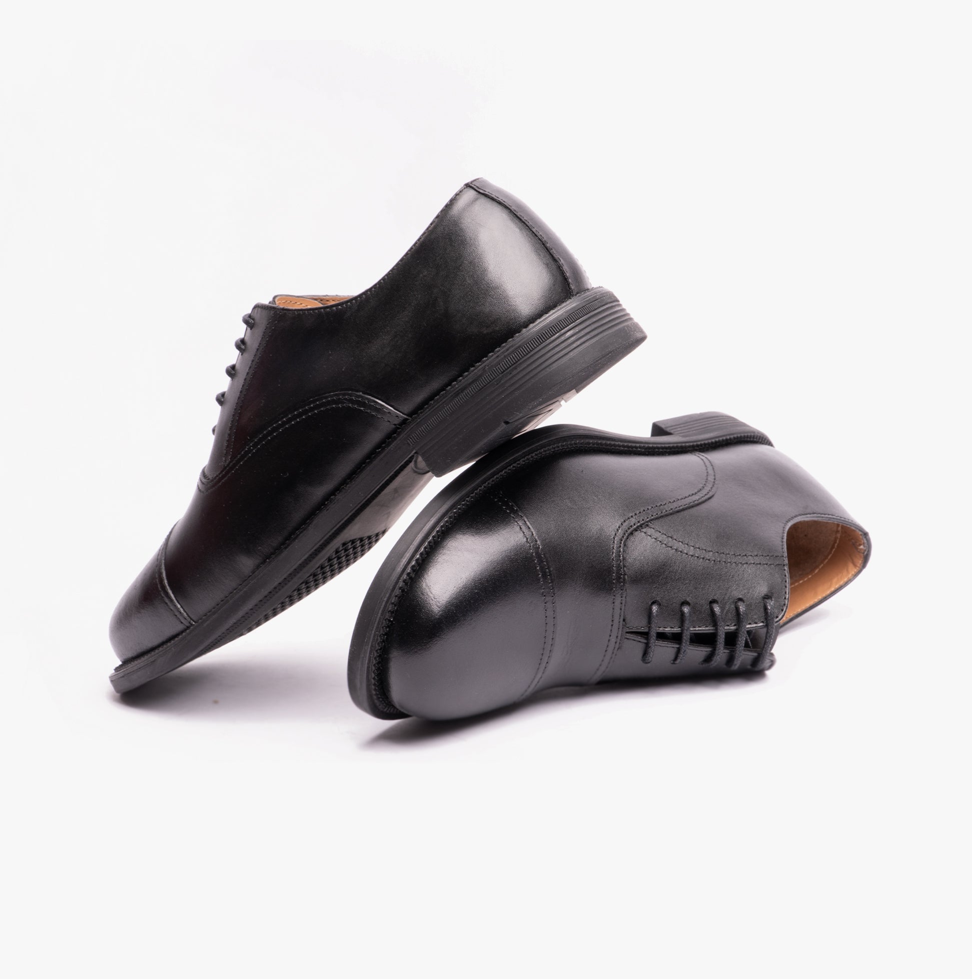 Grafters MORGAN XM620A Unisex Leather Oxford Shoes Black