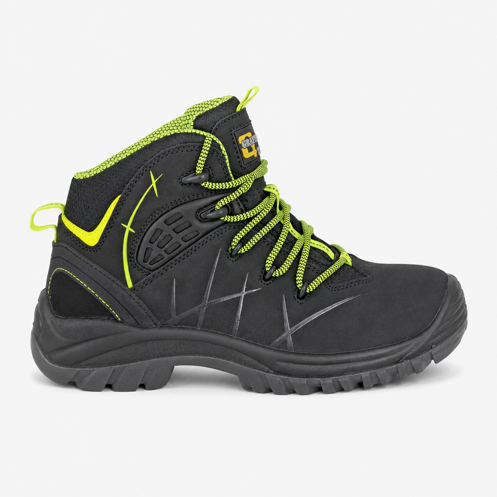Grafters MONTY Mens Safety Boots Black/Green