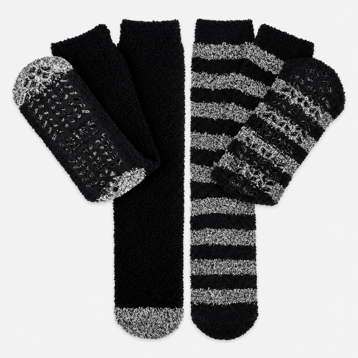 Totes Toasties SUPERSOFT TWIN PACK SLIPPER SOCKS Mens Slipper Socks Black / Grey