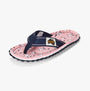 Gumbies FFISL046 ISLANDER Ladies Flip-Flops Ditsy side view featuring pink floral design and navy straps.