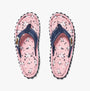 Gumbies FFISL046 ISLANDER Ladies Flip-Flops Ditsy top view showing floral design with navy straps.
