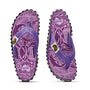 Gumbies ISLANDER Unisex Flip-Flops Purple Signature top view showcasing unique patterned design and contoured footbed