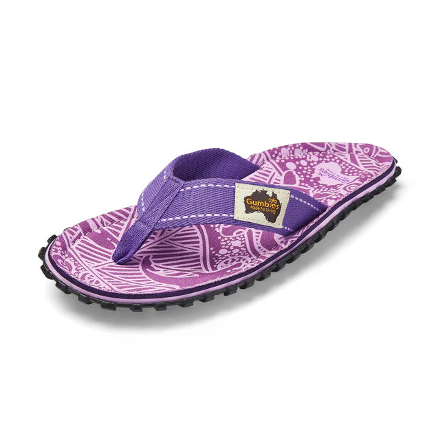 Gumbies ISLANDER Unisex Flip-Flops Purple Signature side view showcasing recycled cotton canvas and rubber sole.