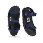 Gumbies SCRAMBLER Unisex Sandals Navy top view featuring recycled PET straps and rubber sole.