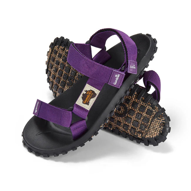 Gumbies SCRAMBLER Womens Sandals Purple side view showcasing recycled PET upper and contoured footbed.