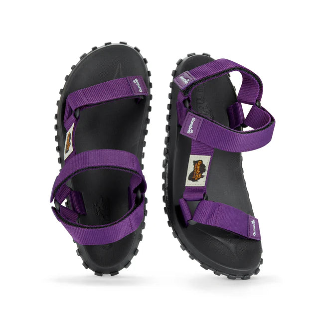 Gumbies SCRAMBLER Womens Sandals Purple top view showcasing straps and contoured footbed.