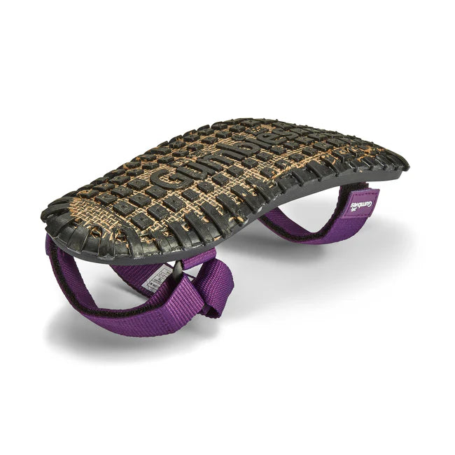 Gumbies SCRAMBLER Womens Sandals Purple bottom view, showcasing recycled rubber sole and adjustable straps.