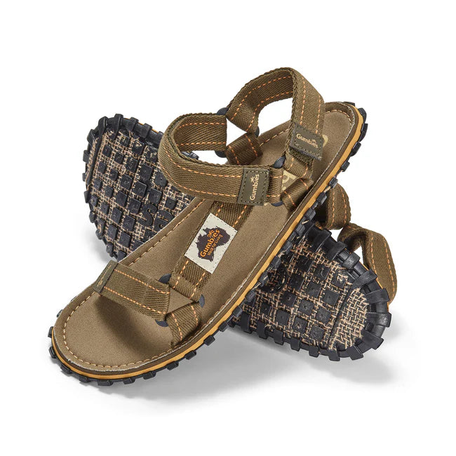 Gumbies TRACKER Unisex Sandals Khaki, top view displaying straps and contoured footbed.