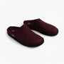 Haflinger SOFT Womens Slippers Bordeaux side view showing soft textile upper and rubber sole, cozy slip-on mules.