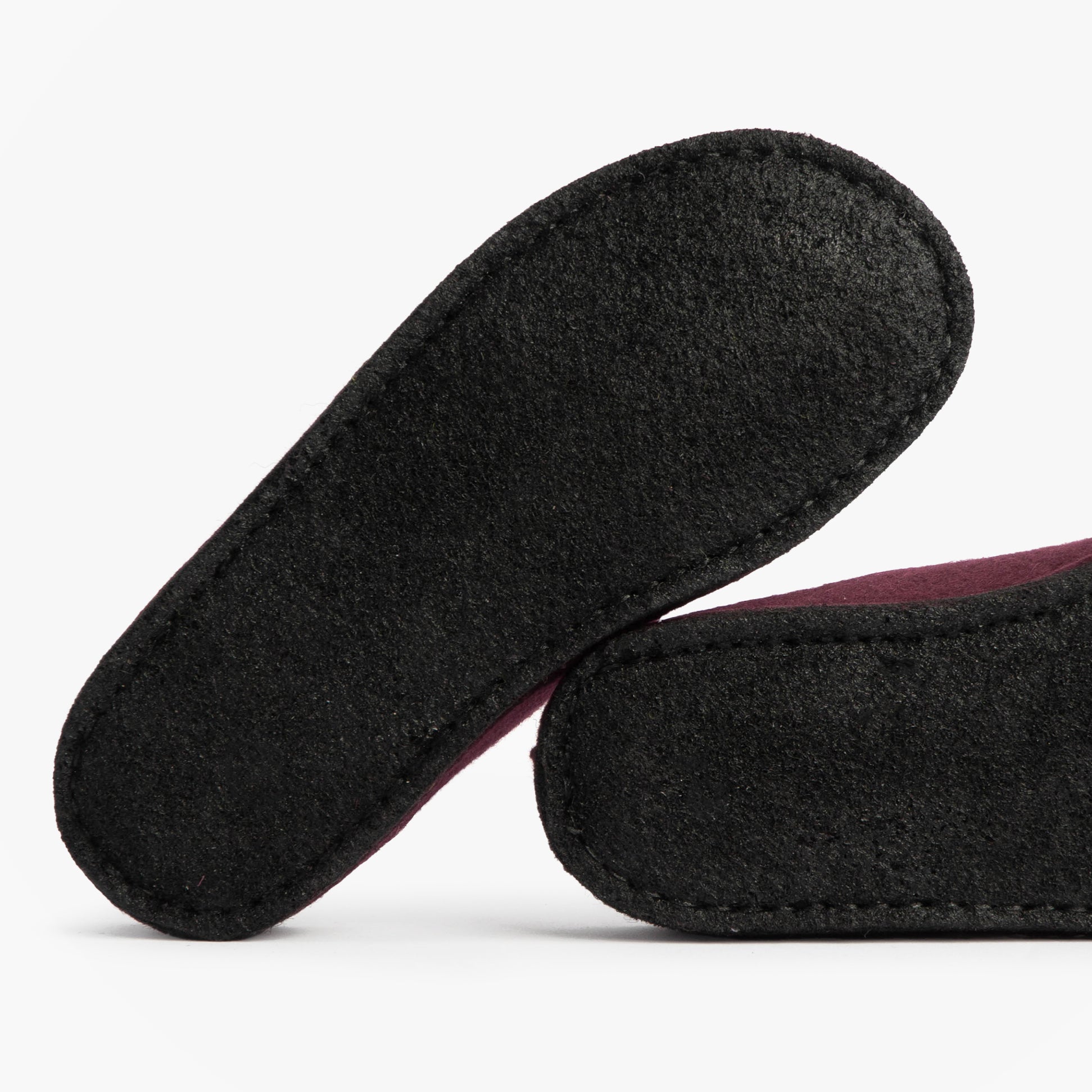 Haflinger SOFT Womens Slippers Bordeaux sole view showing rubber底