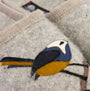Haflinger SONGBIRD Womens Slippers Mottled Stone Grey detail view with embroidered bird design